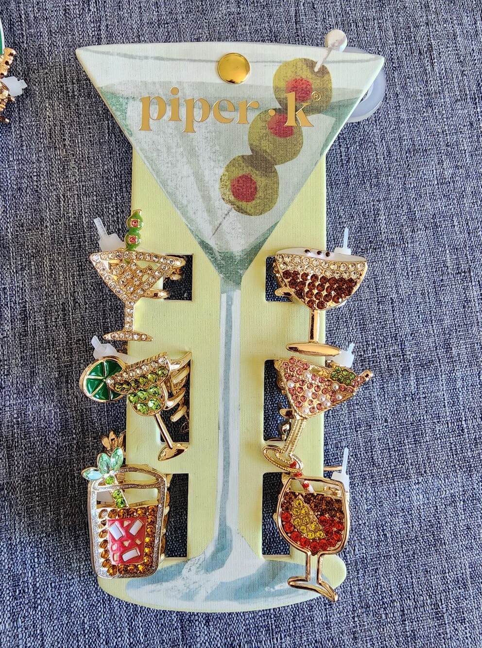 Piper K Cocktail Mini Hair Clips Margarita, Martini, Bloodmary, Cosmo Set Of 6